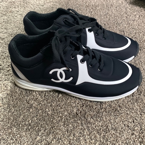 CHANEL Shoes - Chanel Black Lycra Trainer Sneakers Size 42 / 10